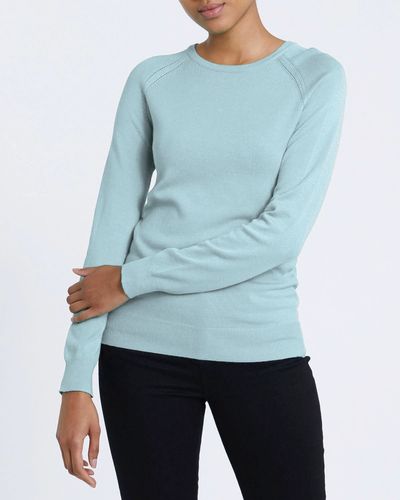 Crew Neck Jumper With Ribbed Sleeves